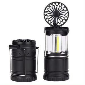 Outdoor Portable Camp Light COB 2 In 1 Dry Battery Pop Up Camping Multifunction Lantern with Fan