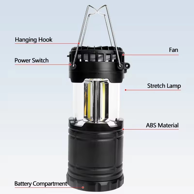 New 6W AA Dry Battery Operated Outdoor Waterproof Tent COB Camping Fan Light