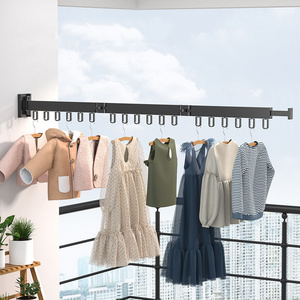 wholesale folding clothes hanger wall mount aluminum Corner balcony wall mounted folding clothes hanger drying rack