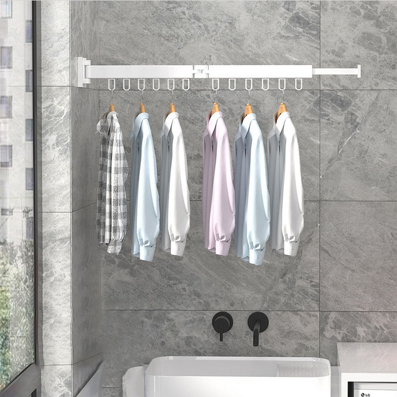 wholesale folding clothes hanger wall mount aluminum Corner balcony wall mounted folding clothes hanger drying rack