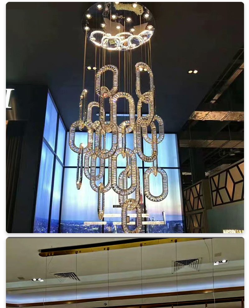 Custom Modern Light Luxury Chandelier Living Room Oval & Round Crystal Lamp Nordic Minimalist Large Chandelier for High Ceiling