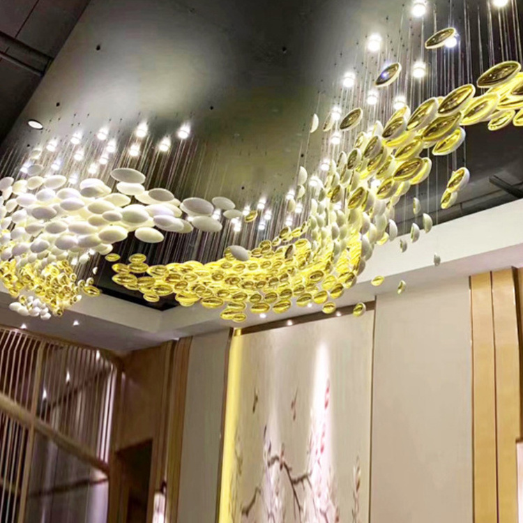 Hand Blown Glass Egg-Shaped Pendants light for Hotel Design Modern Lamps Large Chandeliers for High Ceiling pendant Ceiling