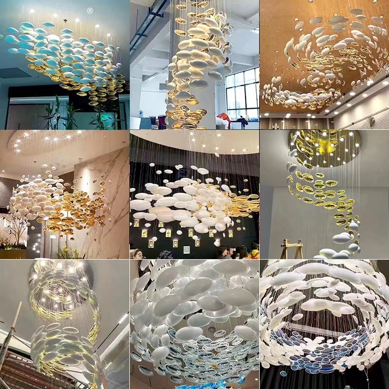 Hand Blown Glass Egg-Shaped Pendants light for Hotel Design Modern Lamps Large Chandeliers for High Ceiling pendant Ceiling