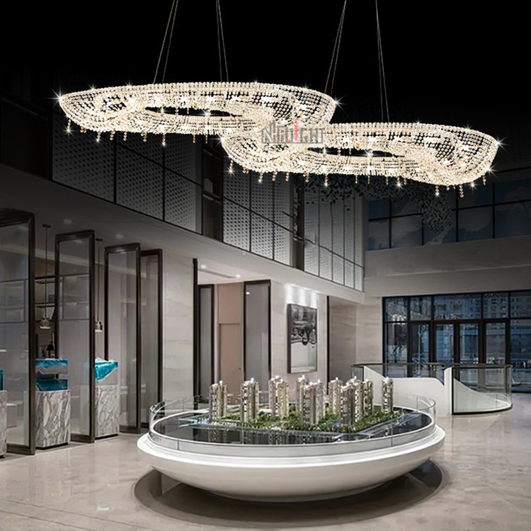 Modern dinning room foyer sitting room crystal chandelier pendant light for dining table hotel lobby led light