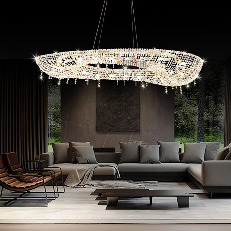 Modern dinning room foyer sitting room crystal chandelier pendant light for dining table hotel lobby led light