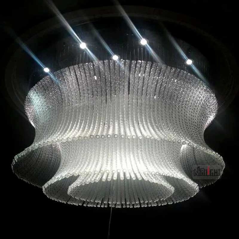 Hotel villa pendant lighting Large art tea color murano rod glass chandelier for high ceiling lamps of living room bedroom