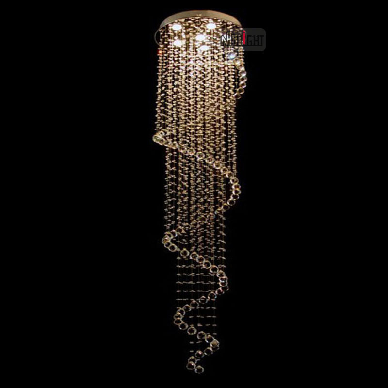 Crystal Lamp Body Modern crystal LED spiral chandelier pendant lamp long beaded crystal lightings for indoor