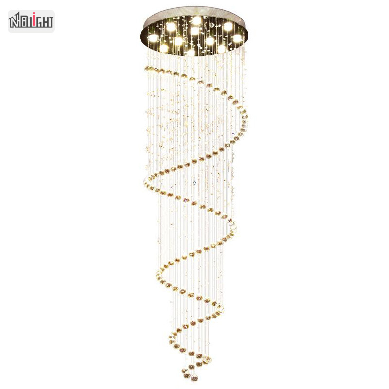 Crystal Lamp Body Modern crystal LED spiral chandelier pendant lamp long beaded crystal lightings for indoor