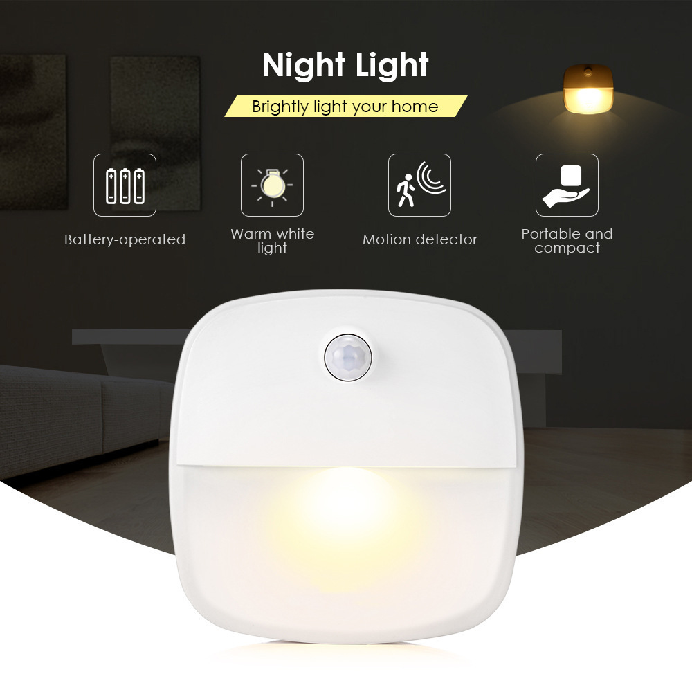 Wall-mounted Control Motion Sensor Indoor Light Stick On Nightlight Battery Operated Lights For Toilet Led Senor Night Light