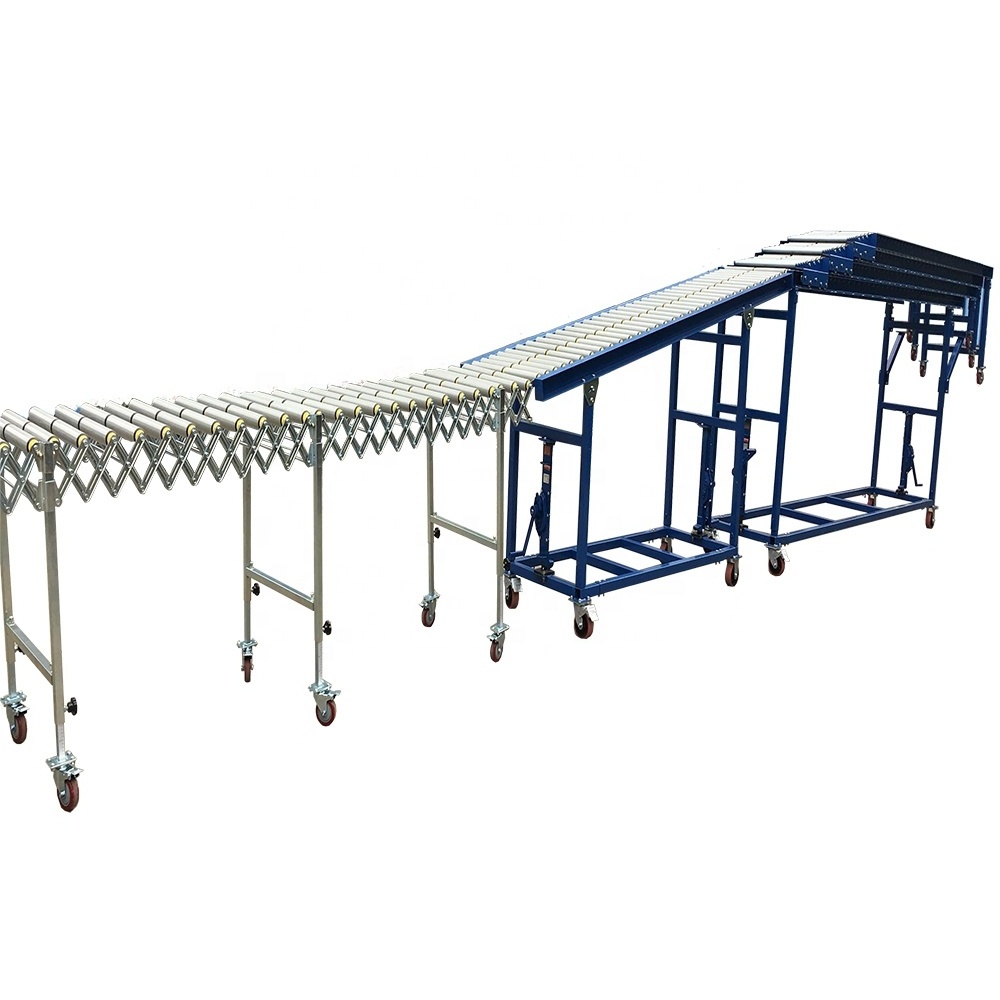 Telescopic gravity roller warehouse portable conveyor belt