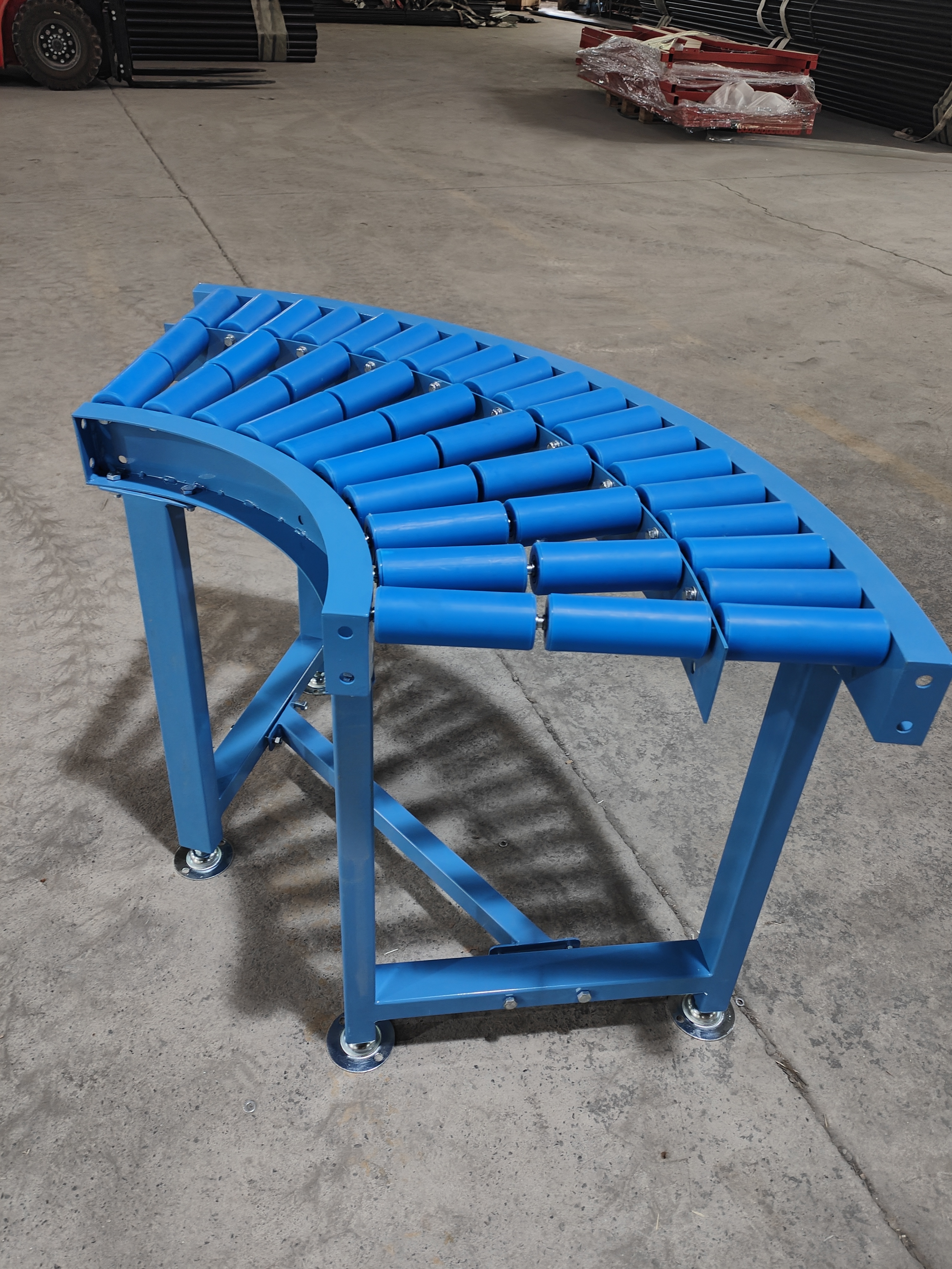 90 degree gravity manual blue pp  roller conveyor logistics roller conveyor