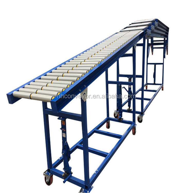 High Rise Telescopic Unloading Conveyor Gravity roller conveyor