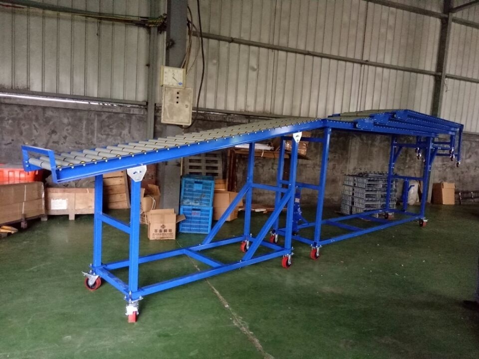 Telescopic Roller Conveyor flexible Boom Conveyor with Ramp for truck loading and unloading