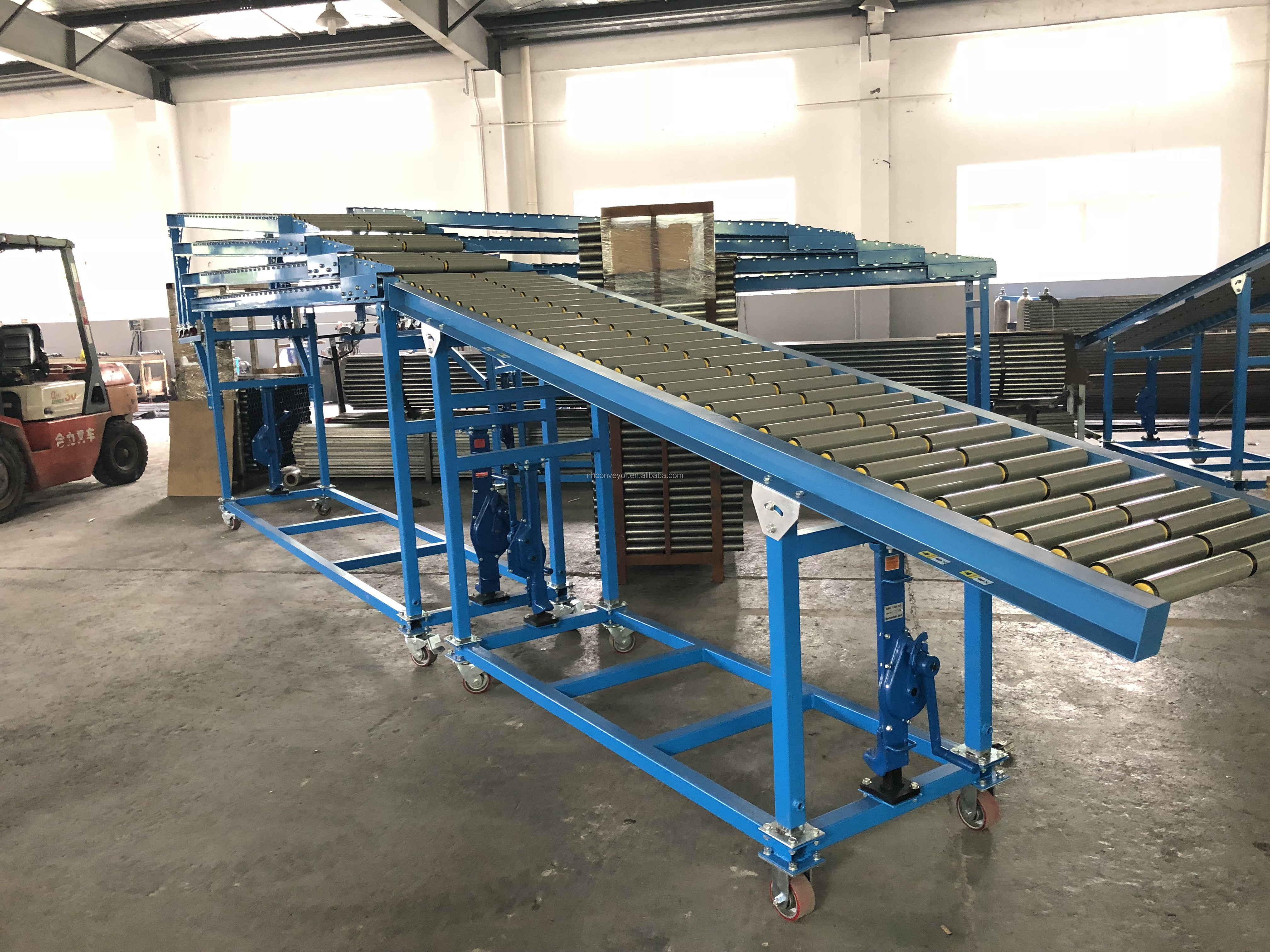 High Rise Telescopic Unloading Conveyor Gravity roller conveyor