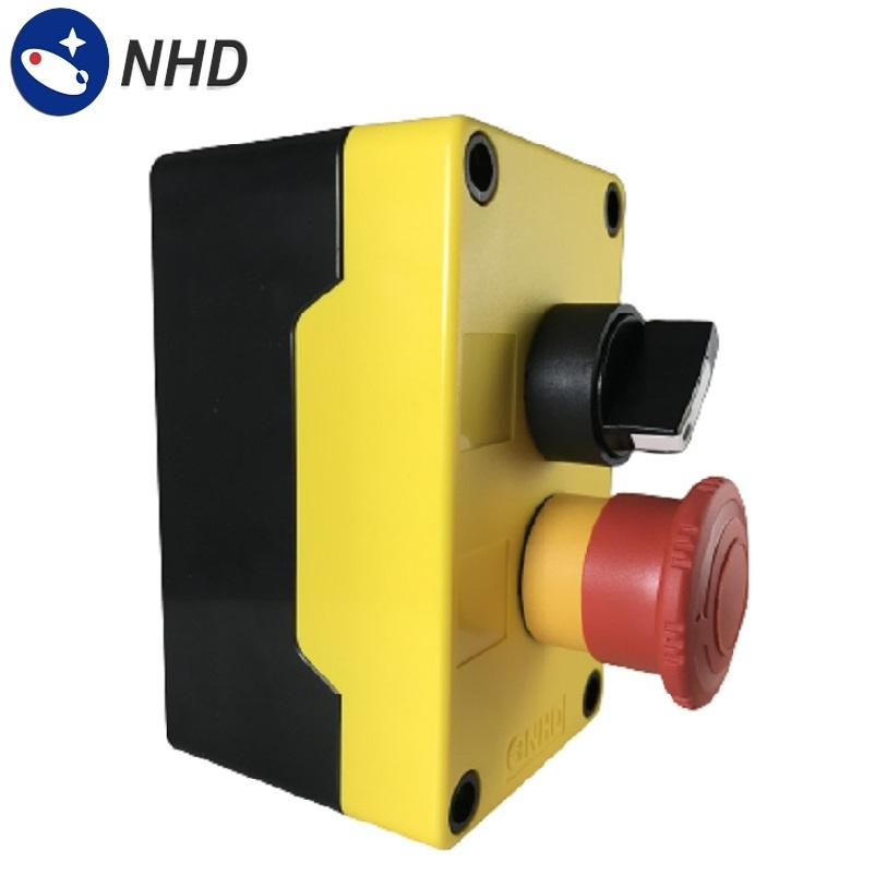 NB22-C2Y Control Station Yellow IP66 Plus Selector Switch & E. Stop Push Button