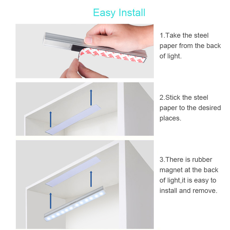 12 LED wireless human motion sensor dimmable closet magnetic human light  under kitchen cabinet night lights for closet