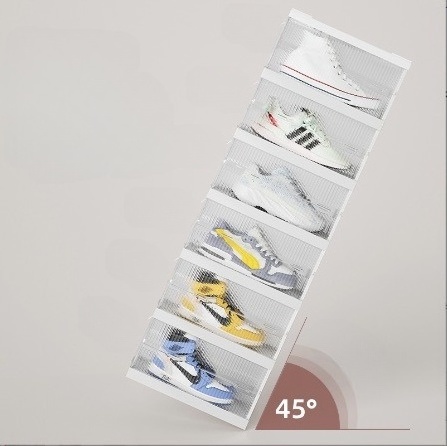 Foldable Plastic Dustproof Shoe Storage Box with Transparent Drawer, Wholesale Shoe Cabinet Combination, for Home Use