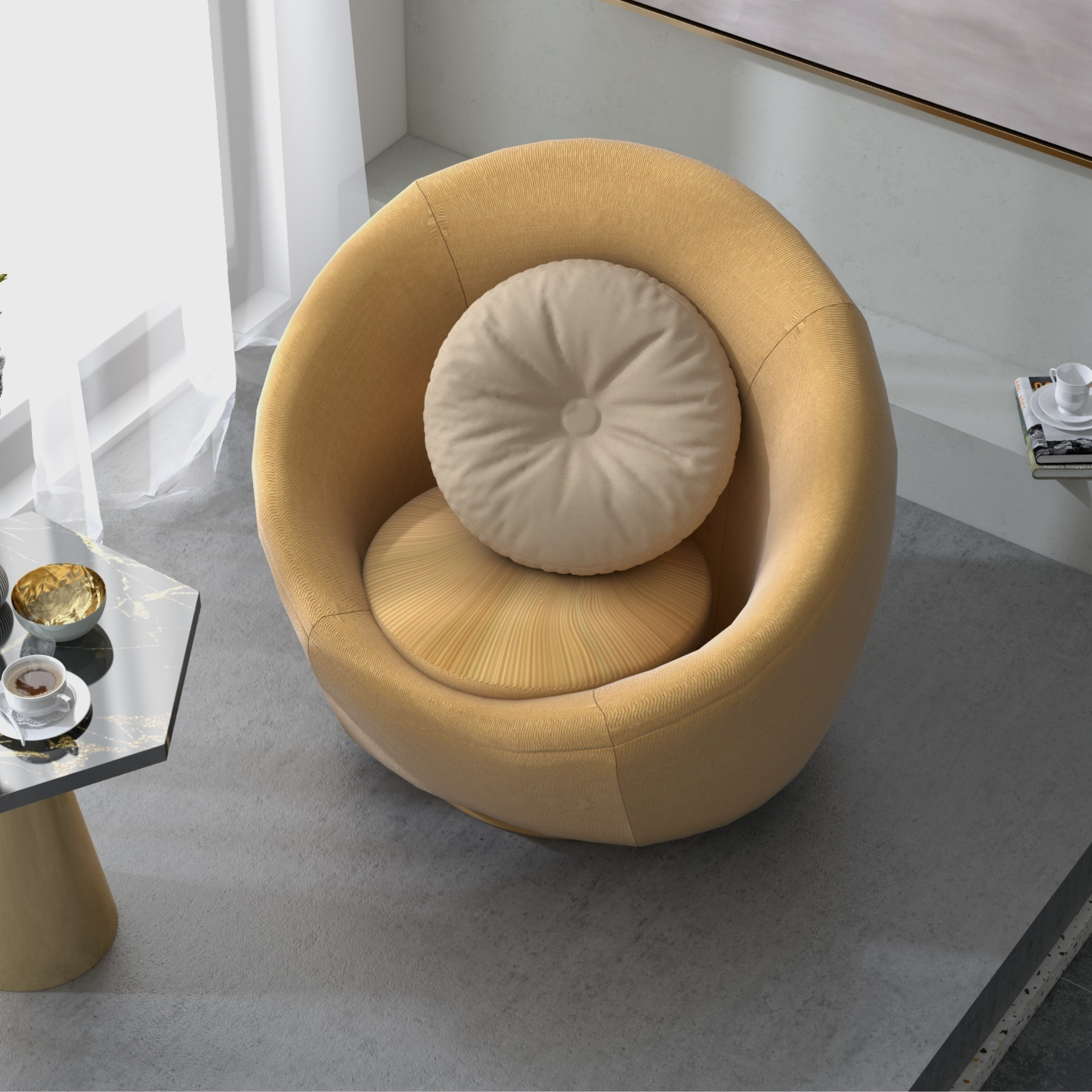 Cozy 1 Seat Swivel Chair Living Room High Quality Sofa Chair for Apartment Hotel Villa Branding Customization