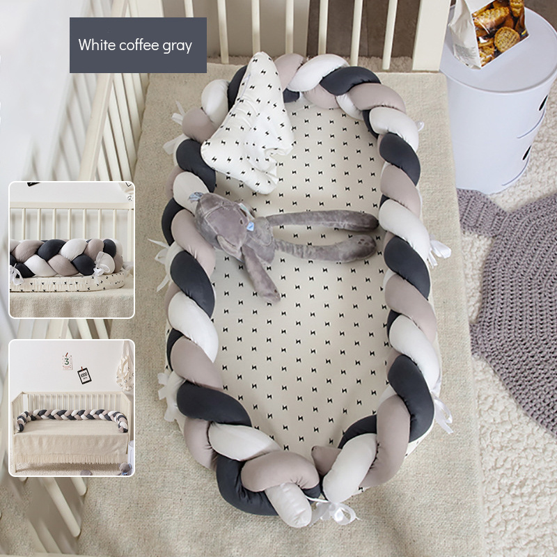 100% Cotton braid Washable Foldable baby nest bed with pillow baby nest lounger bassinet bed cover