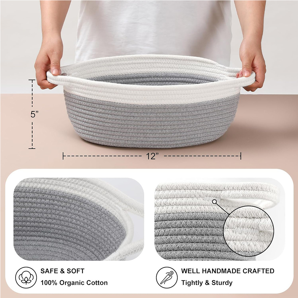 oval woven Storage Organiser small Shelf Storage Basket Toy Organizers Empty Gift small cotton rope storage basket