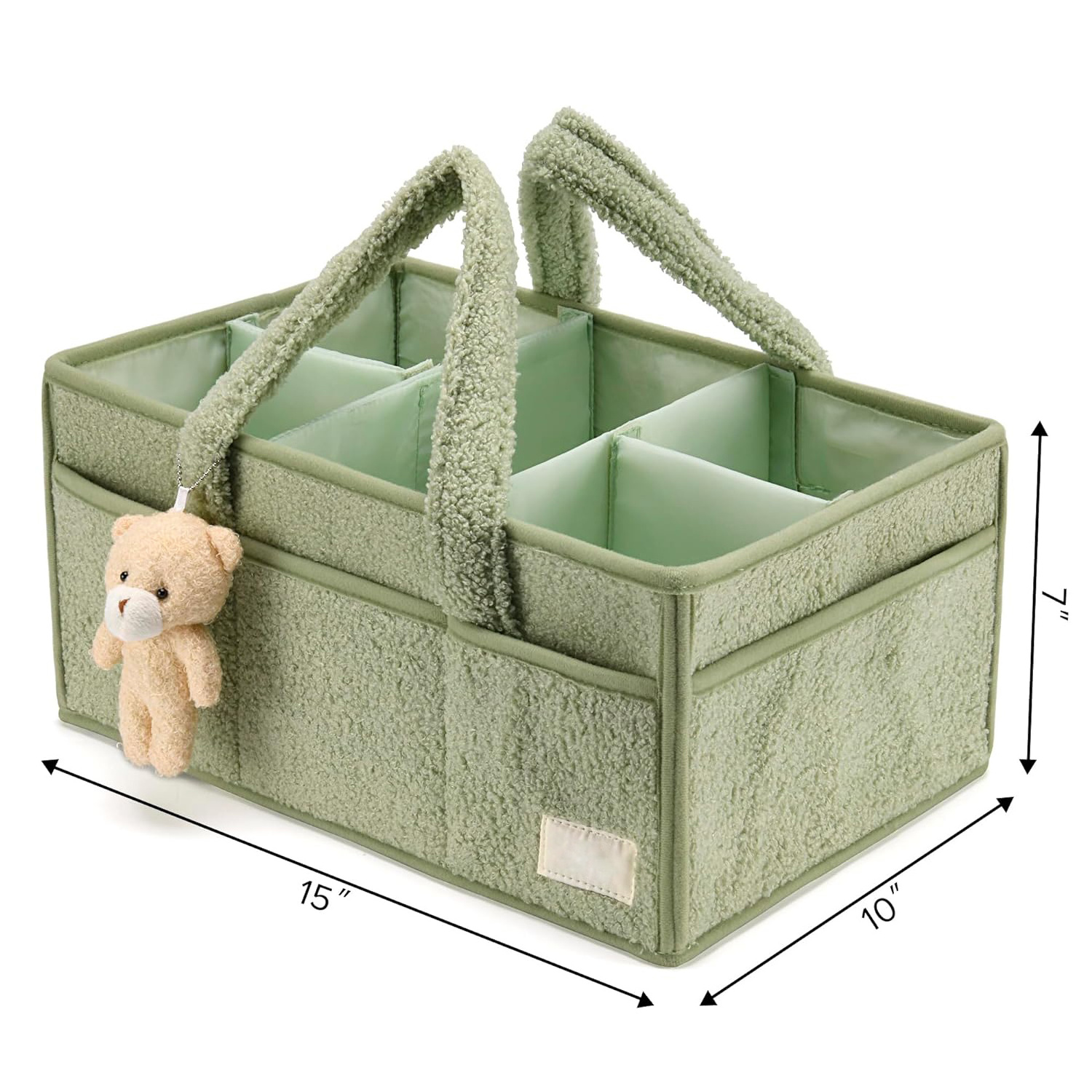 Portable Baby Nursery Diaper Caddy Organizer for Changing Table Teddy Baby Storage Basket for Diapers and Baby Wipes