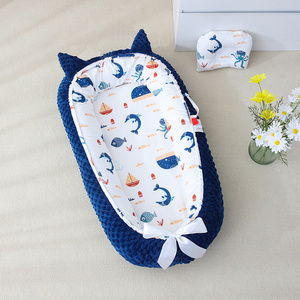 Promotional cat ear portable baby swaddle nest newborn lounger bed baby sleep nest for newborn with pillow