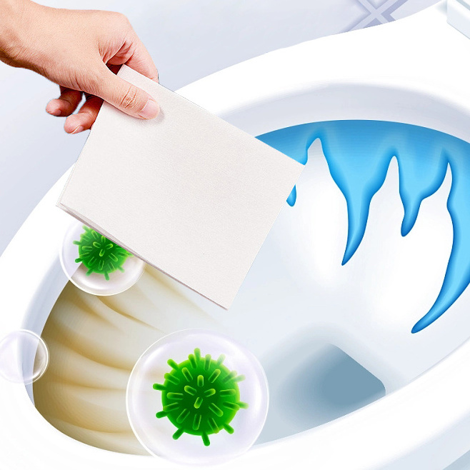 Custom Formula Eco-friendly Portable Powerful Plastic-Free Package Toilet Bowl Cleaner Strips Cleaning Sheet Tablets