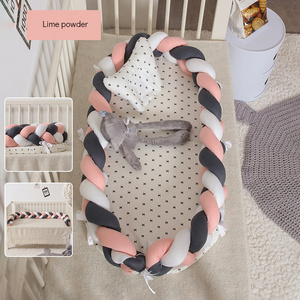 100% Cotton braid Washable Foldable baby nest bed with pillow baby nest lounger bassinet bed cover