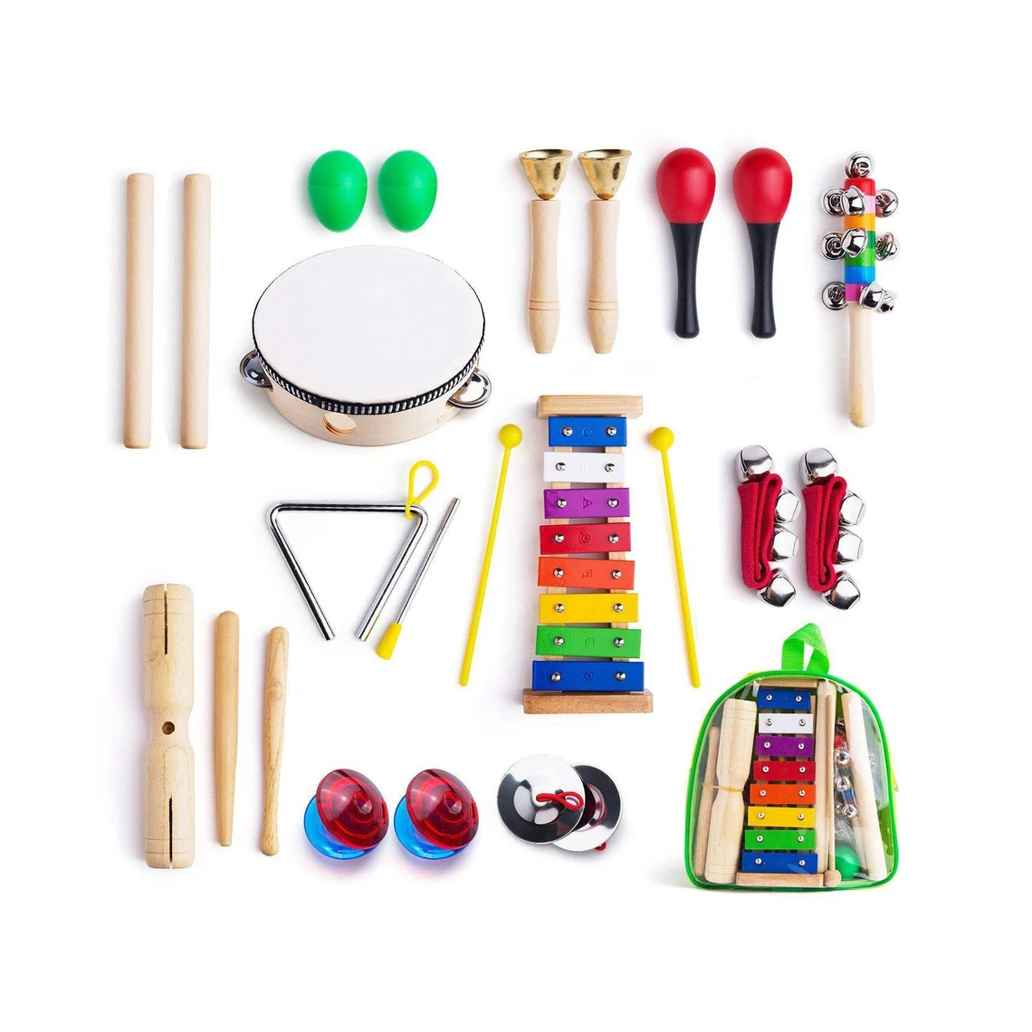 Wooden Musical Instruments Set, Percussion Set with Xylophone , Educational Music Toys for Kids and Toddlers