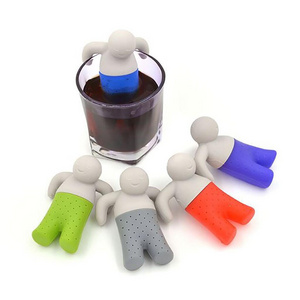 Factory Price Cute Cartoon Creative Silicone Small Man-shaped Filter Cute Mr.General Tea Maker