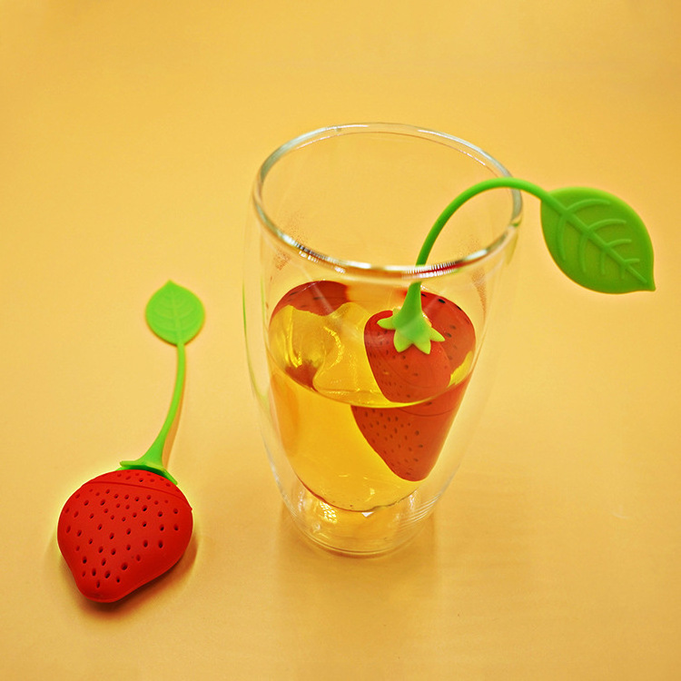 Silicone Strawberry Tea Infuser Teabag Kettle Loose Tea Leaf Strainer Ball Holder Her bal Spice Filter Tea Teapot Tool Polybag