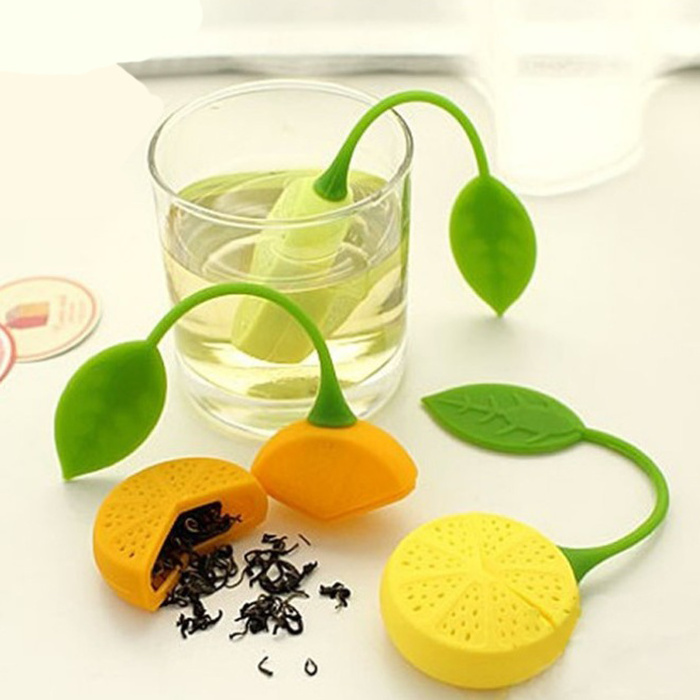 Food safe Silicone Yellow Lemon Shape Tea Leaf Bag Holder Tea Coffee Herb Punch Filter Tea Infuser