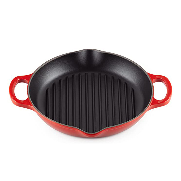 Japan pre-seasoned non stick large Steak cast iron pizza oven deep dish round grilling pan griddle for grilling on grill