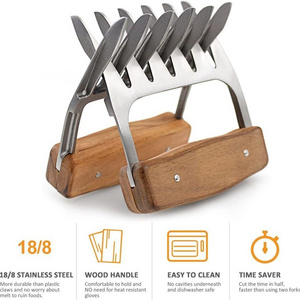 Kitchen BBQ tools chicken shredder Turkey chicken shredder bear claws Accessories chicken meat shredder with Wooden Handle