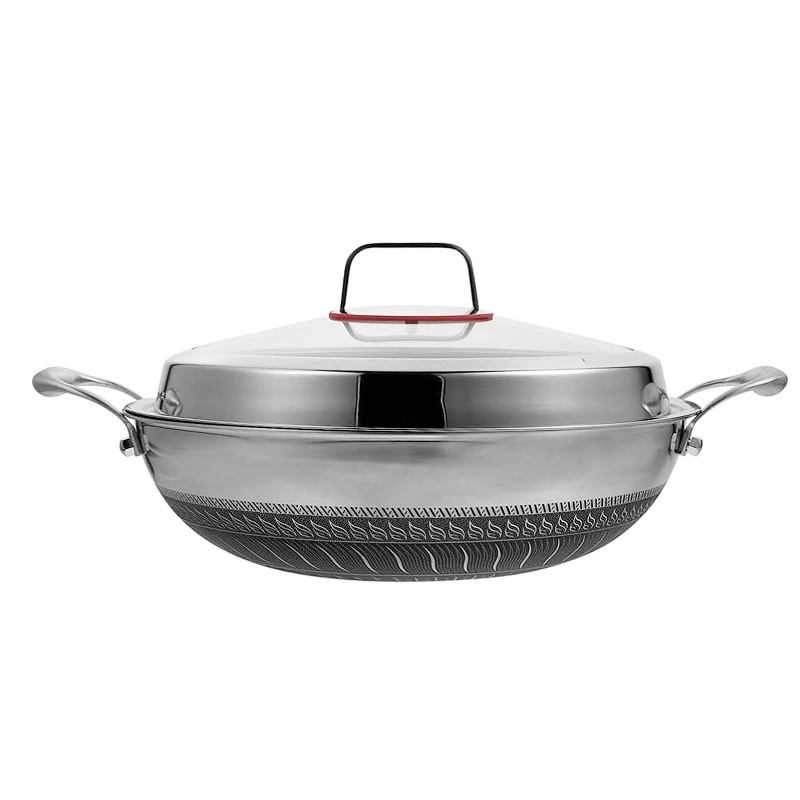 Honeycomb Binaural fry Pan Stainless Steel Deep Frying Pan For Restaurant