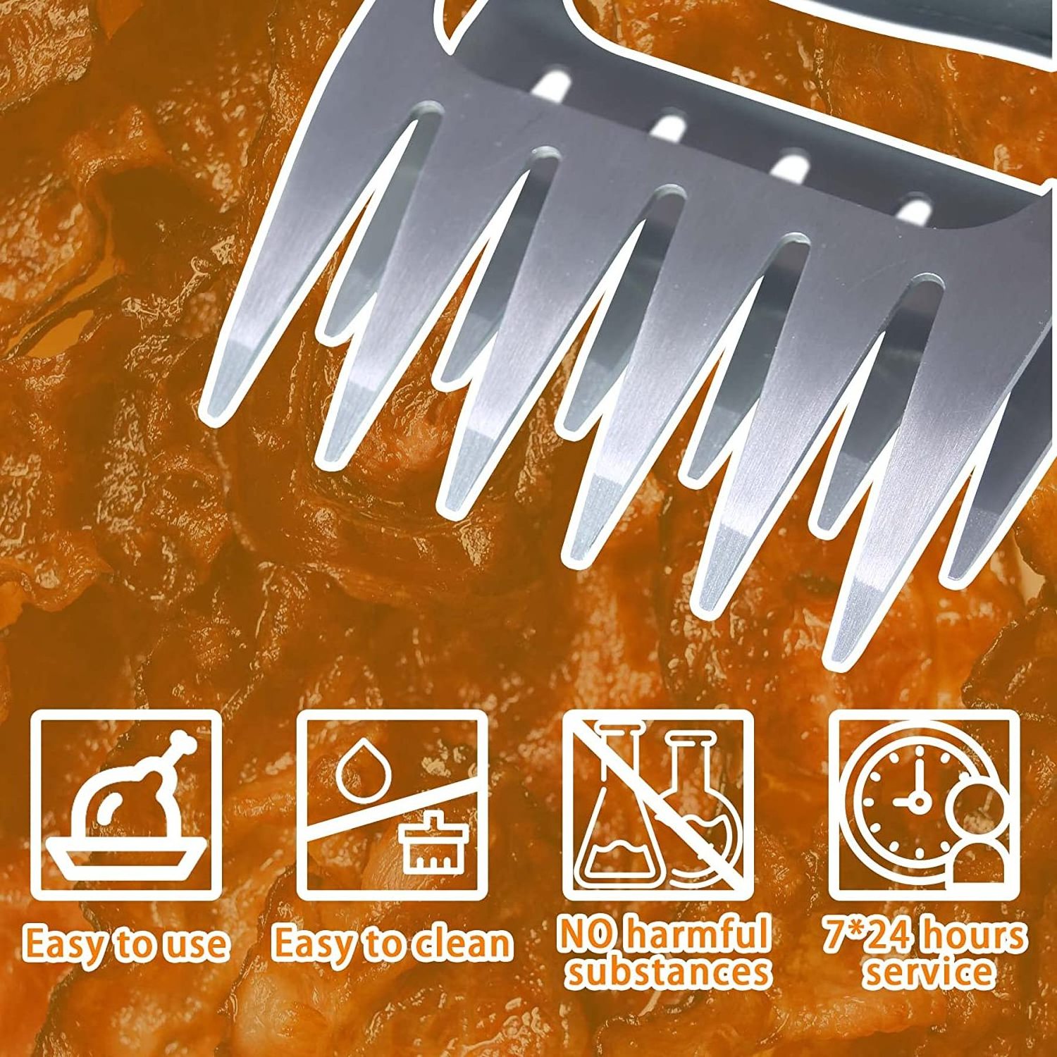 Kitchen BBQ tools chicken shredder Turkey chicken shredder bear claws Accessories chicken meat shredder with Wooden Handle