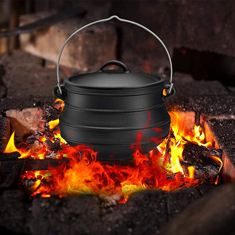 Dutch Oven Cast Iron Outdoor Cookware Camping With Lid African Cooking Pots