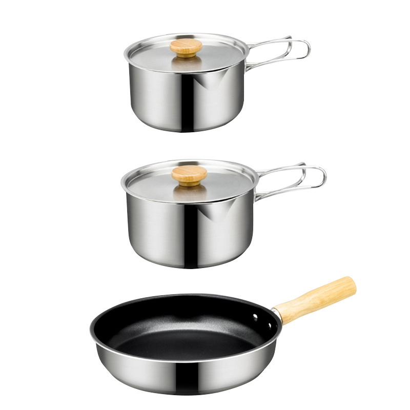 Hot Sale Household Stainless Steel Camping Cookware Set Campfire Kitchen Stock Camping Cook Pots