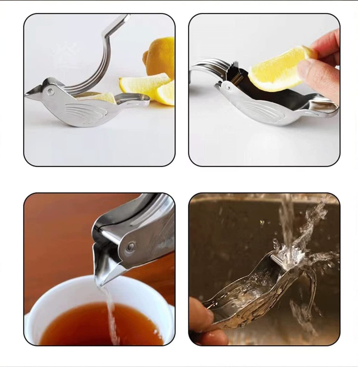 Bird Juicer Silver Stainless Steel Elegance Portable Fruit Bird Shape Manual Hand Juicer Lemon Slice Squeezer