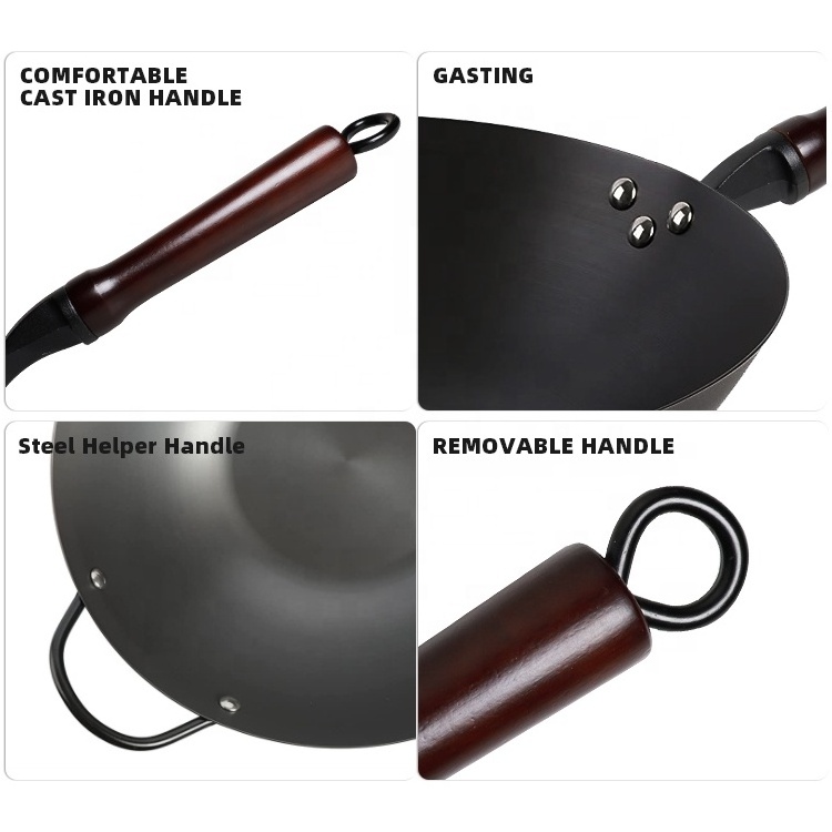 Hot Sale Carbon Steel Chinese Wok With Removable Handle