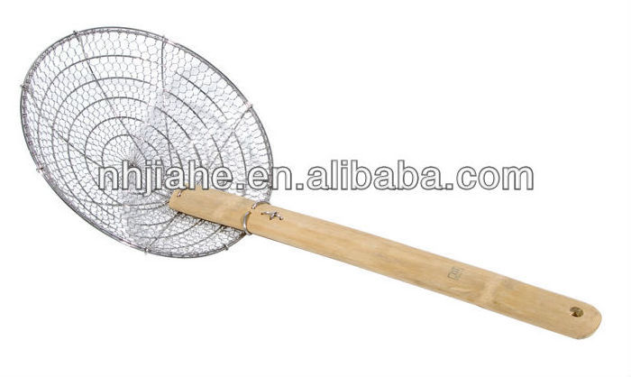 Wholesale Kitchen Utensils Stainless Steel Bamboo Skimmers With Handle