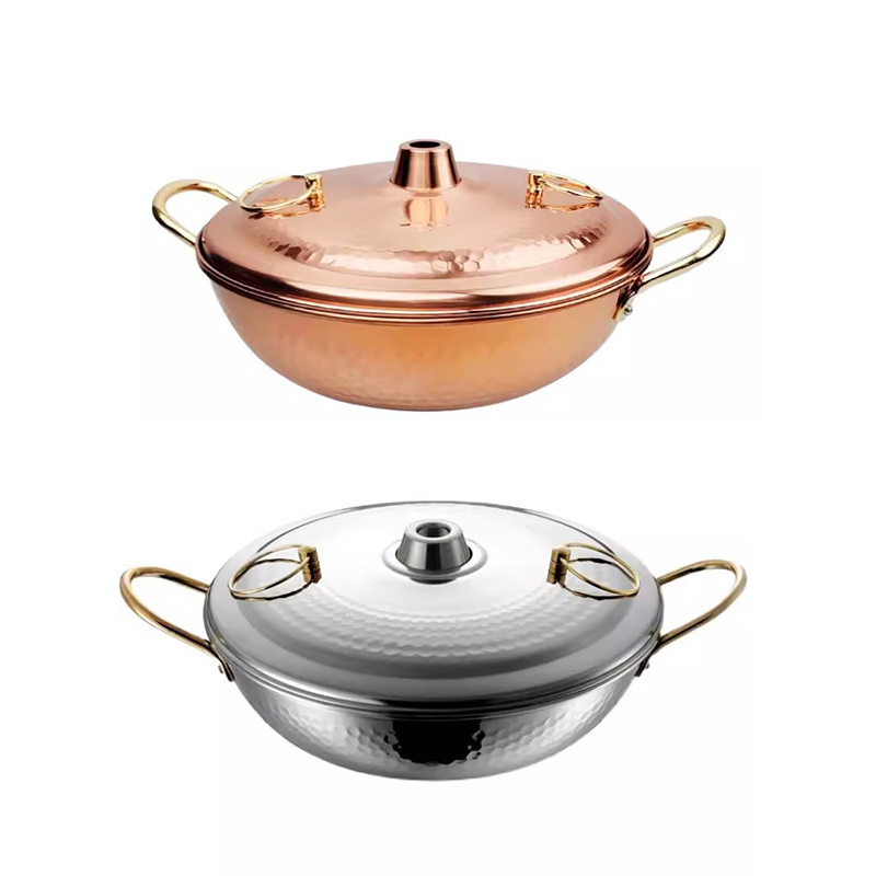 304 Stainless Steel hotpot pot Stainless Steel Shabu Shabu Pots with Lid For Cooking