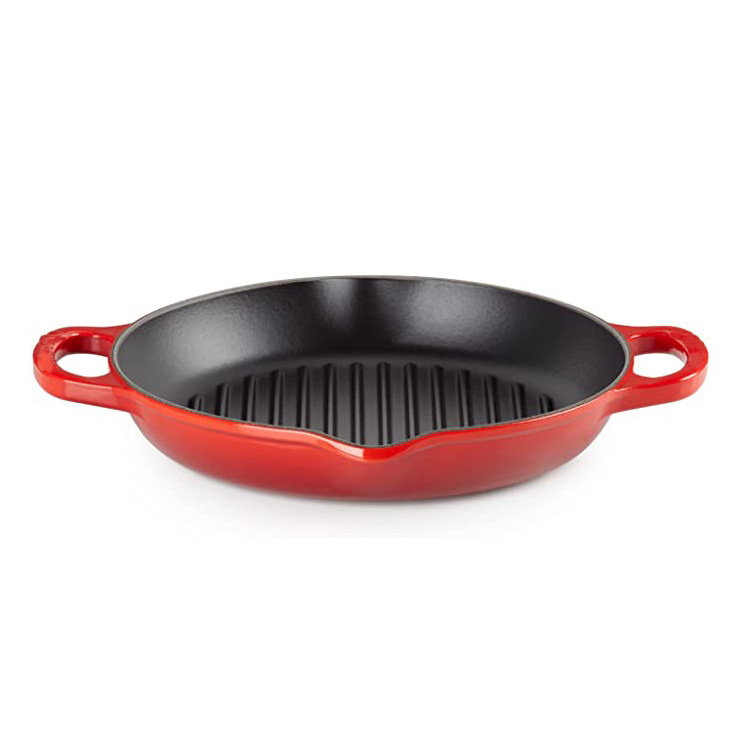 Japan pre-seasoned non stick large Steak cast iron pizza oven deep dish round grilling pan griddle for grilling on grill