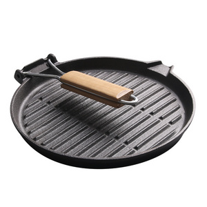 Reversible Square Pan Bbq Griddle Plate Hot Plate Pan cast iron grill pan with folding handle