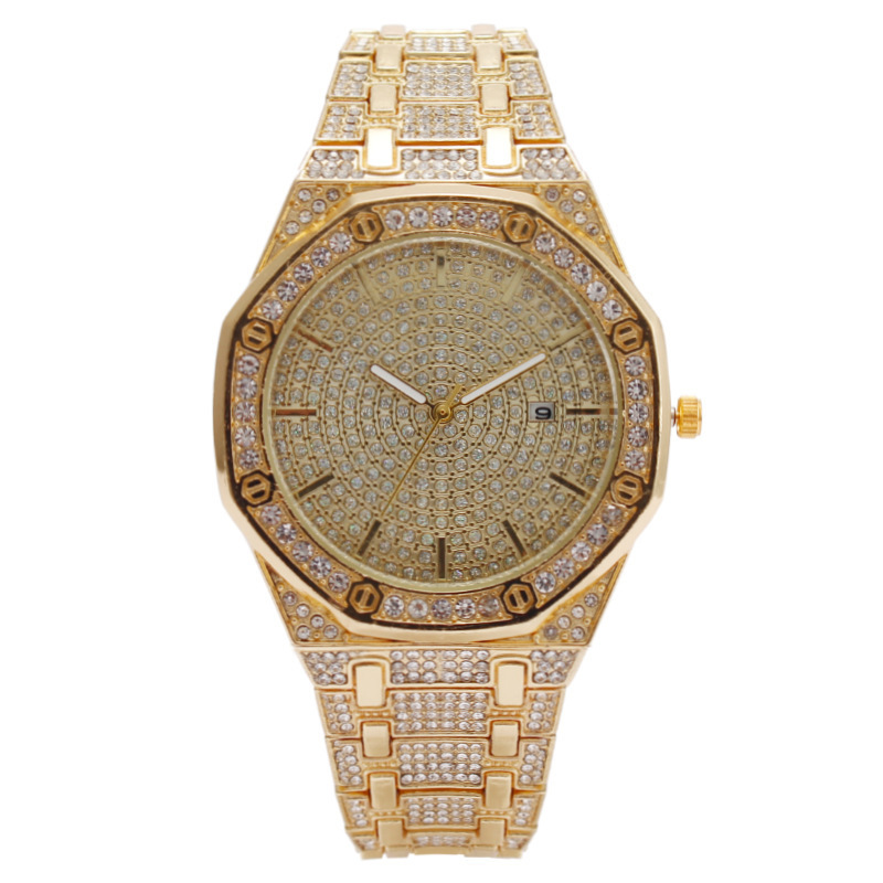 Hot-selling fashionable octagonal diamond-studded ladies' wristwatch with calendar watch winder safe