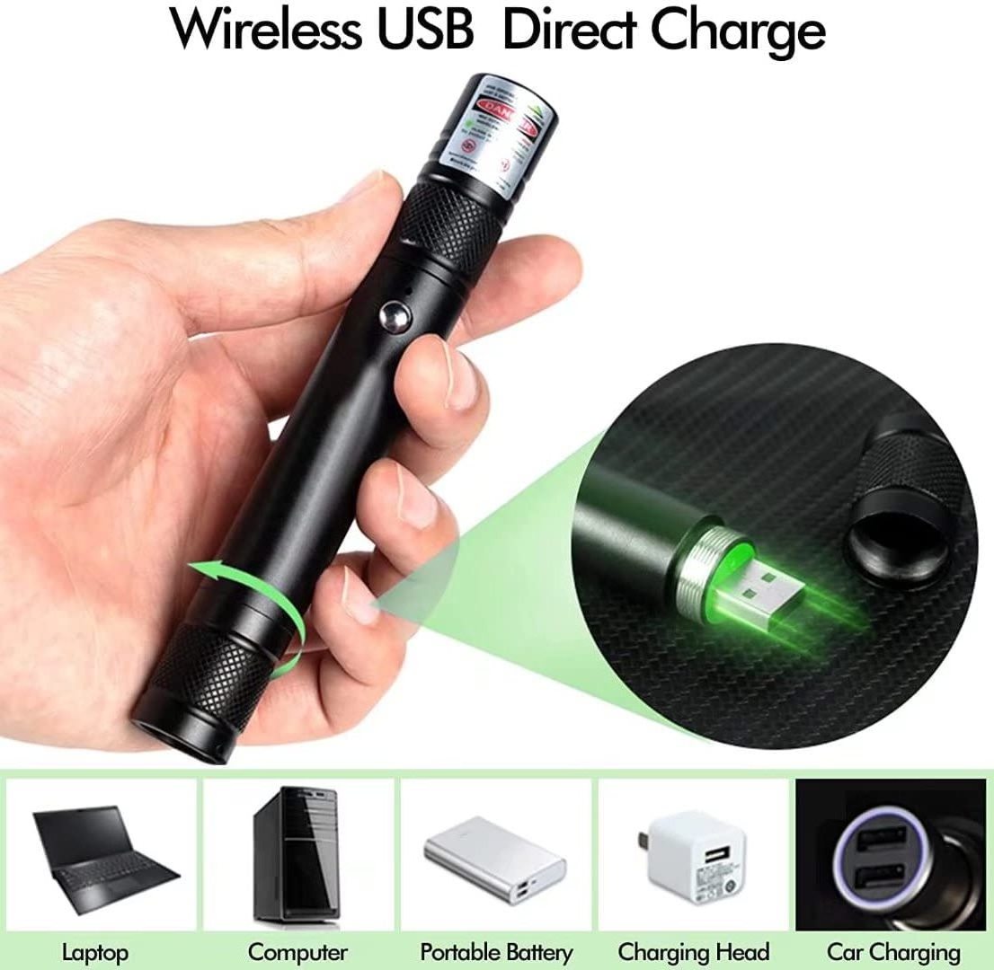 High Powerful Tactical torch flashlights pen light Long Range Adjustable Focus rechargeable green laser pointer with flashlight