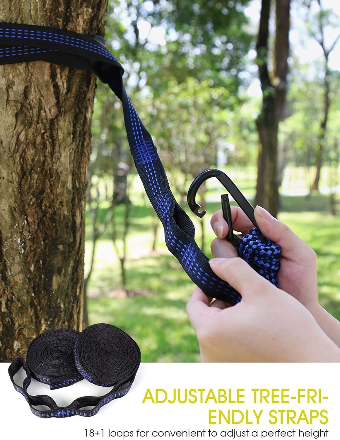 Portable Outdoor Camping Hammock for Single or Double Use Nylon Canvas Material Carrying Bag Tree Straps Travel Hiking Adults