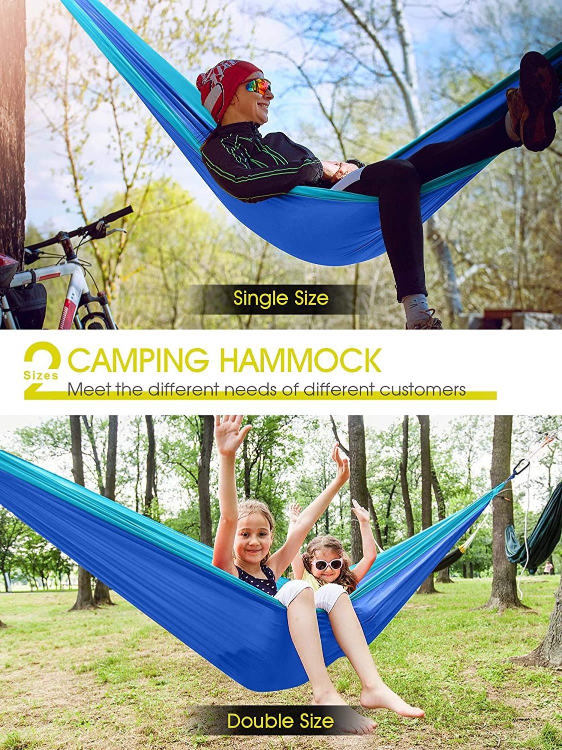 Portable Outdoor Camping Hammock for Single or Double Use Nylon Canvas Material Carrying Bag Tree Straps Travel Hiking Adults