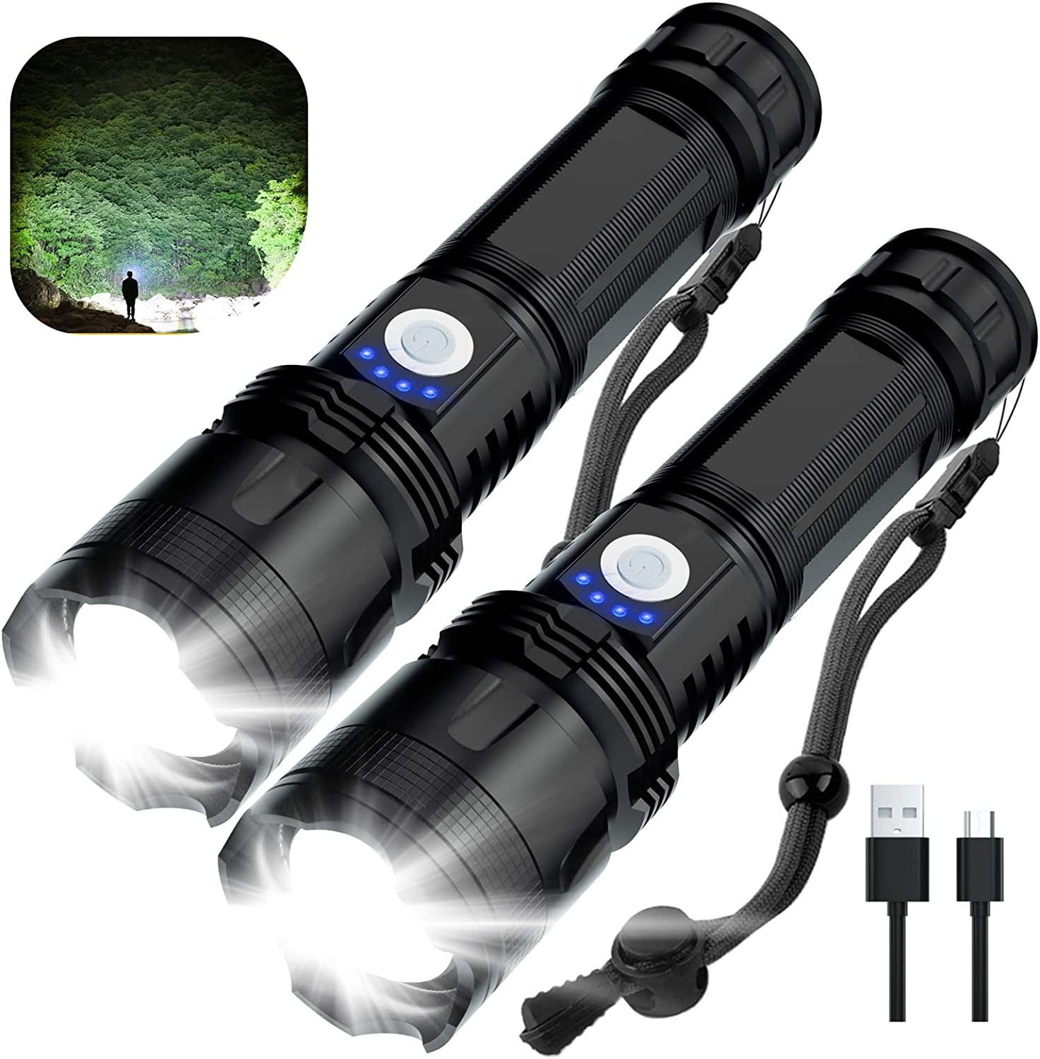 Waterproof long range Powerful Tactical flashlight P50 led torch light rechargeable super bright flashlights high lumens