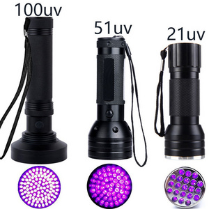 Aluminum UV LED Flashlight 395nm Ultraviolet Black Light Detector Dog Urine Pet Stains Bed Bugles battery powered